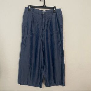Fratini woman’s cropped Wide-Leg Blue Pants size M flowy feminine chic casual